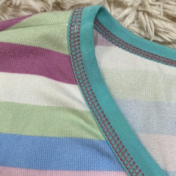 Adora Striped V-Neck Top 💗 Aqua Mint Purple Pink & Cream - Picture 8 of 13
